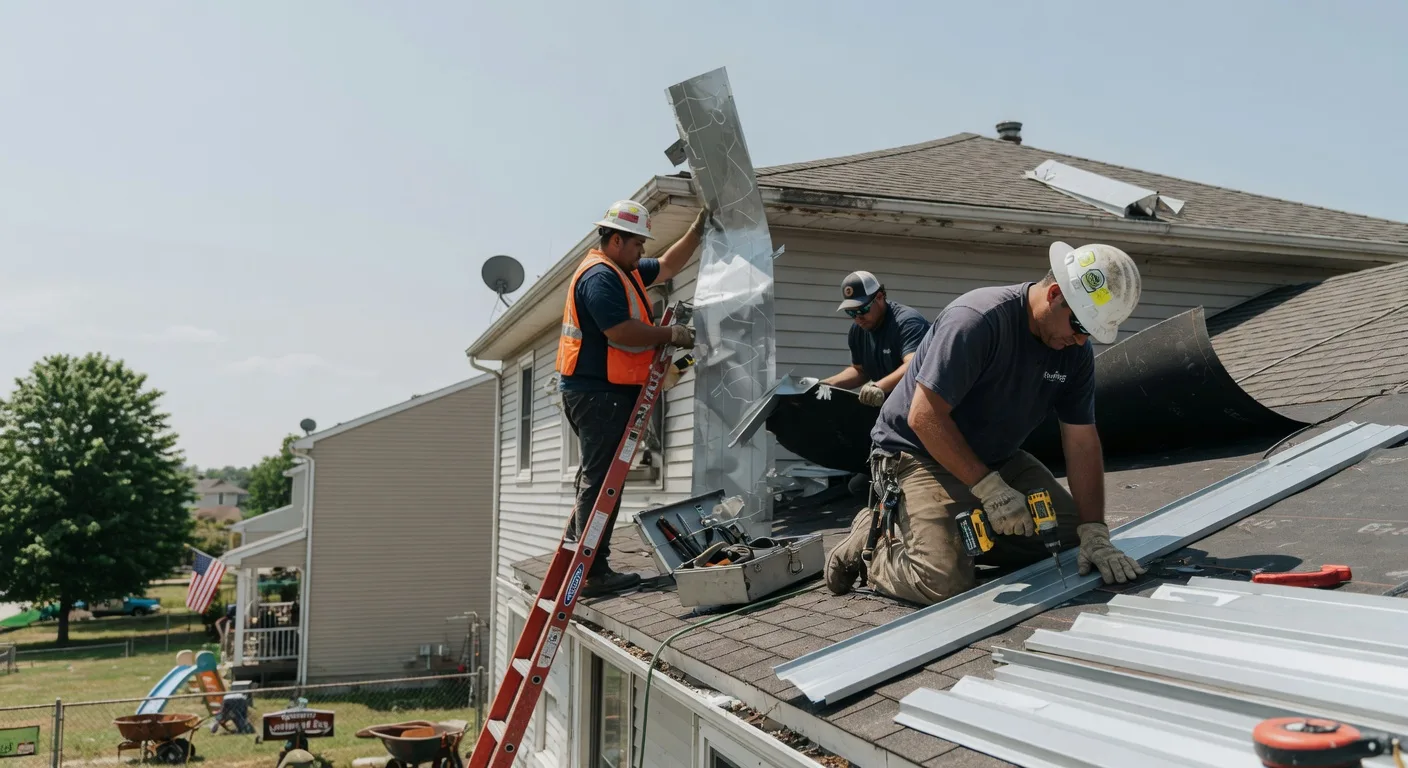 Storm Damage Metal Roof Repair in Unionville, IN